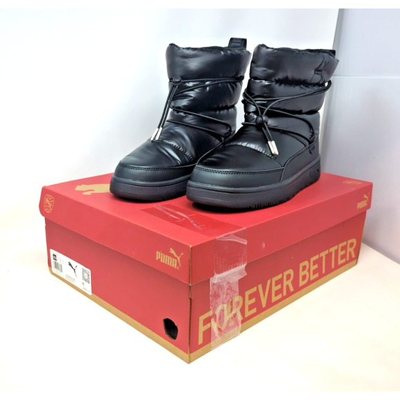 New in Box PUMA Snowbae Women's Boots size 10.5 Black 393931 01 fast shipping - Picture 1 of 8